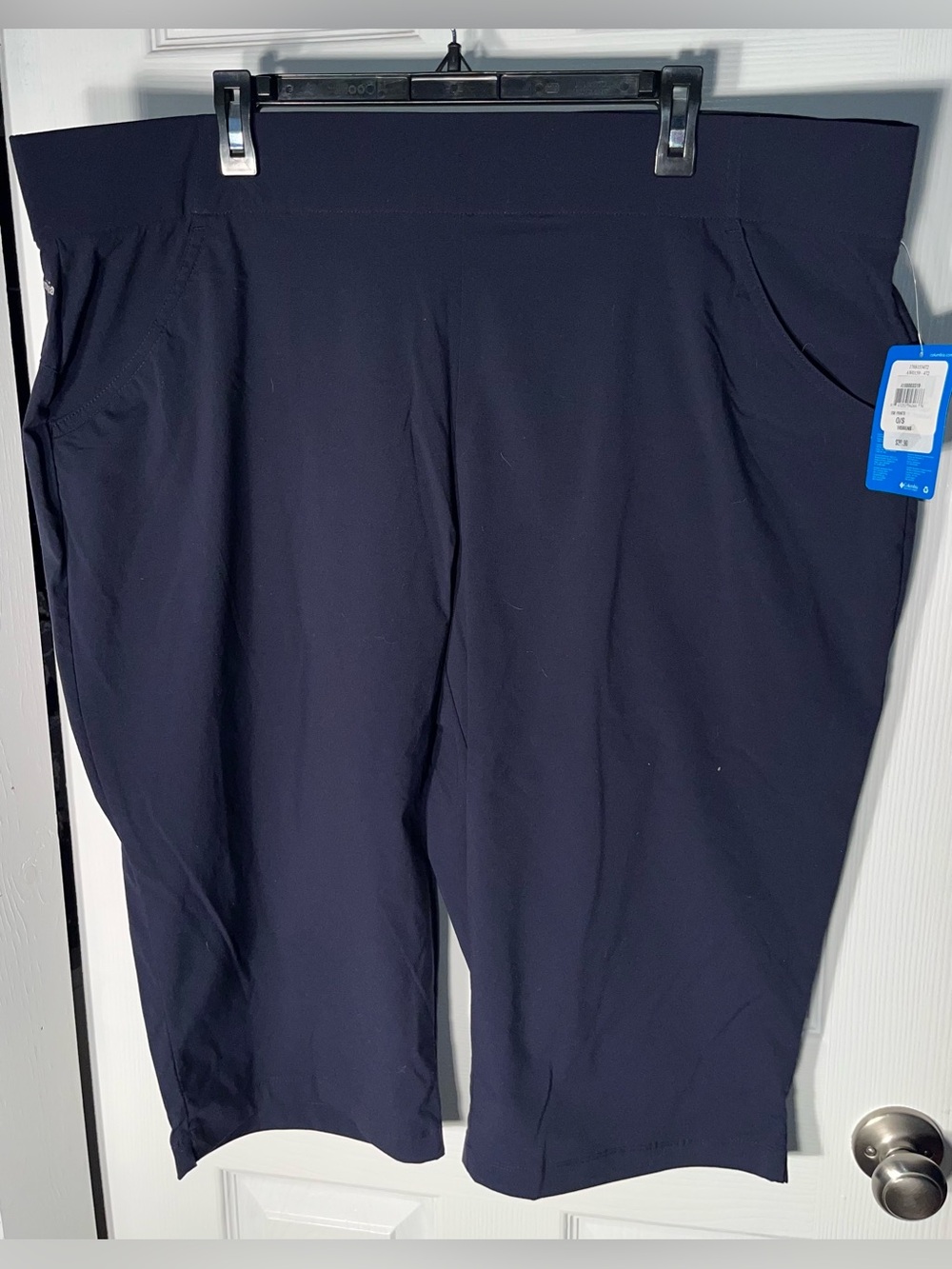 $40 Columbia Women's Plus Size 2X Capri Pantacourt Navy Blue Tapered Leg New NWT